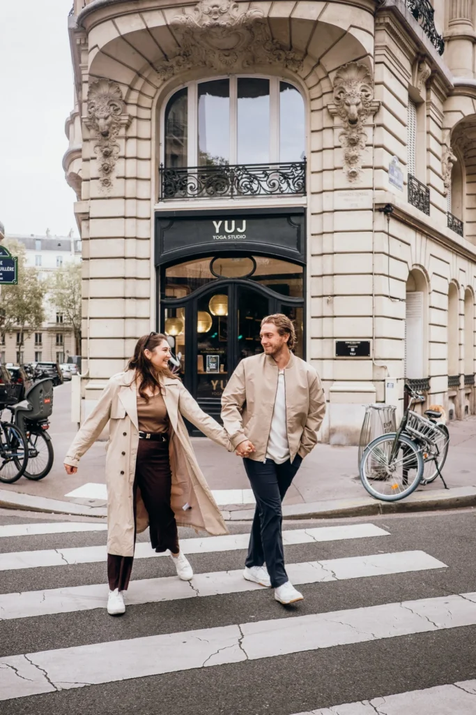 Playful couple photoshoot in Paris