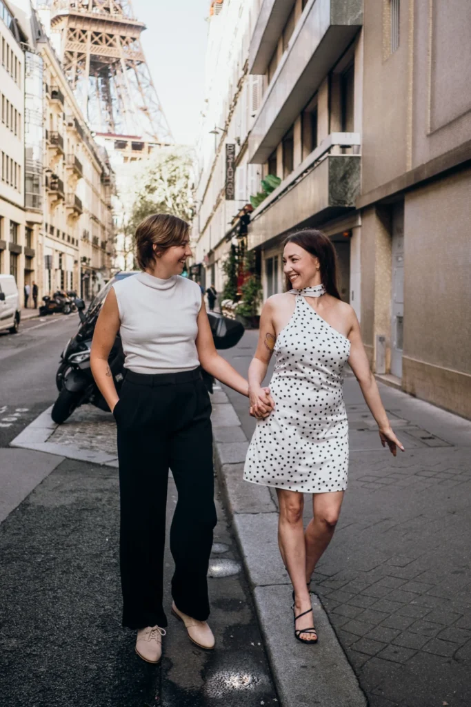 Same sex couple having fun in Paris