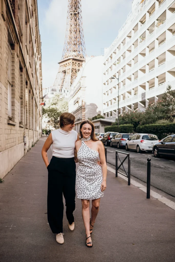 Lesbian couple photoshoot near the Eiffel Tower