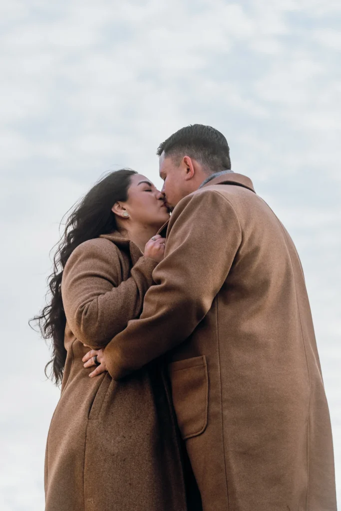 Romantic kiss in Paris